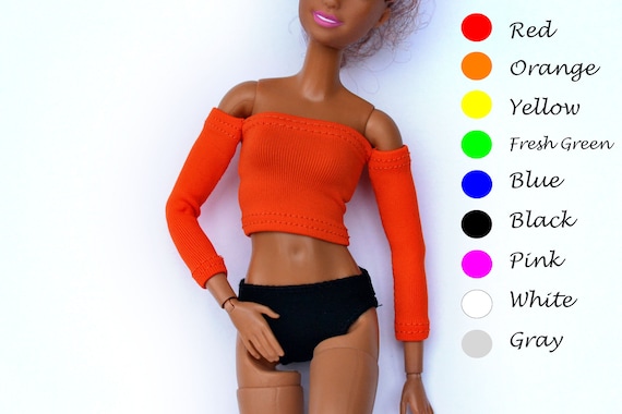 11.5 inch doll TOP with Sleeves,1:6 scale doll clothes, clothes for dolls, tube top, sleeved top, Made to Movie doll clothes, Doll T-Shirt