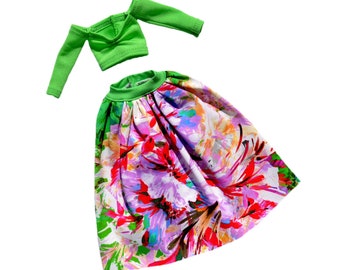 1/6 scale doll Set of 2 SKIRT and SLEEVED TOP, doll clothes, made to movie doll, 11&#39;5 inch doll clothes 12inch doll dress, doll outfit