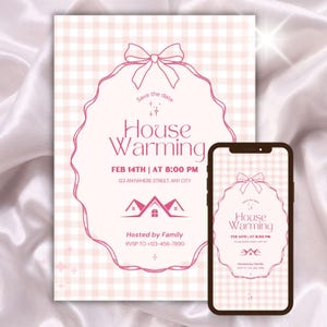 Invitación digital editable de Canva para inauguración de la casa, con diseño de Barbie rosa para quinceañera, tiara para niña de 16 años, invitación DIY, descarga instantánea