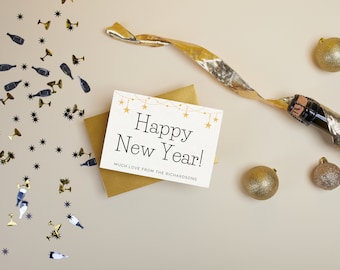 Druckbare Happy New Years Karte; Anpassbare; DRUCK VON ZU HAUSE; Grußkarte; Einfach
