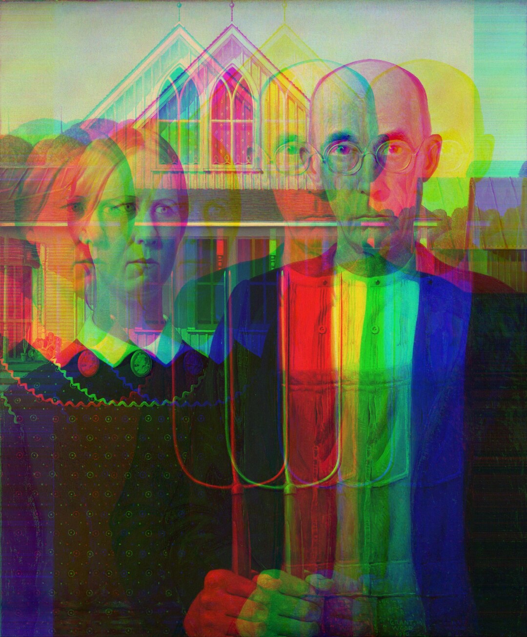 Glitched Art | Modified Art | American Gothic Famous Painting by Grant ...
