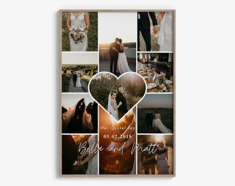 Anniversary Collage, Couple Photo Collage, Anniversary Prints, Couple Gift, Gifts for Him, Gifts for Her, Wedding Photo Gift, Wedding Gift