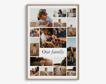Family Photo Collage Template – Printable Photo Gift, Year in Photos, Personalized Wall Art, Instant Download