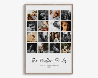 Family Photo Collage Template – Printable Photo Gift, Year in Photos, Personalized Wall Art, Instant Download