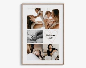 Printable Photo Collage Template – Mother’s Day Gift, Birthday Gift for Mom, Editable Canva Picture Poster, Custom Wall Art