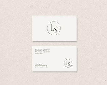 Minimal Branding Studio Logo & Business Card Template · Elegant Serif Monogram, Canva Editable Brand Identity