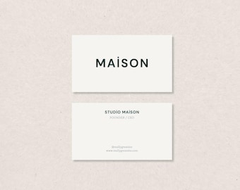 Minimal Script Logo Business Card Template · Modern Business Card Canva Template · Editable Printable Business Card