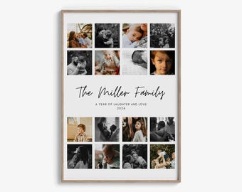 Family Photo Collage Template – Printable Photo Gift, Year in Photos, Personalized Wall Art, Instant Download
