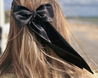 Silk Hair Bow clip, Hair Accessories, Hair Ribbon, Handmade Hair Bow Clip
