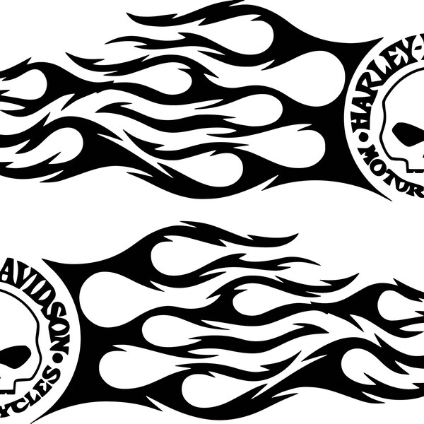Harley Tank Flames Decals Etsy