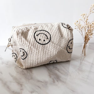 Make-up bag smiley | Cosmetic bag | Bag organizer | small diaper bag | beige | Corduroy fabric | Pencil case M