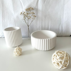 Large/small bowls with ridges | Pen cup | handmade - white