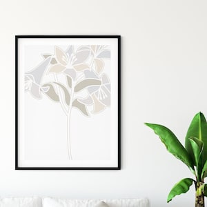 Floral Line Art Modern Digital Illustration Wall Decor Art Print