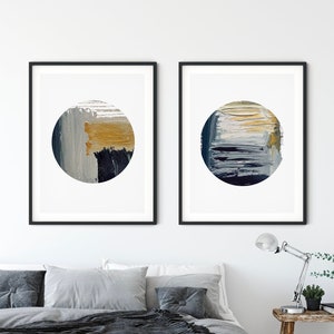 Set of Two Modern Simplicity Abstract Art Print Digital Black and White