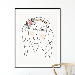 Woman Line Art Modern Digital Illustration Wall Decor Art Print