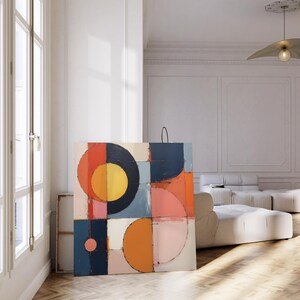 Abstracte geometrische kunst canvas print, modern muurdecor, kunst thuis, kleuren muurkunst, uniek cadeau, woonkamerdecor, artistieke prints