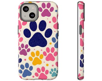 Custodia per telefono con stampa di zampa colorata: regalo per gli amanti degli animali, resistente agli urti