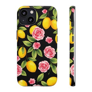 Custodia per telefono floreale con limone: design vivace con giardino, silicone antiurto immagine 2