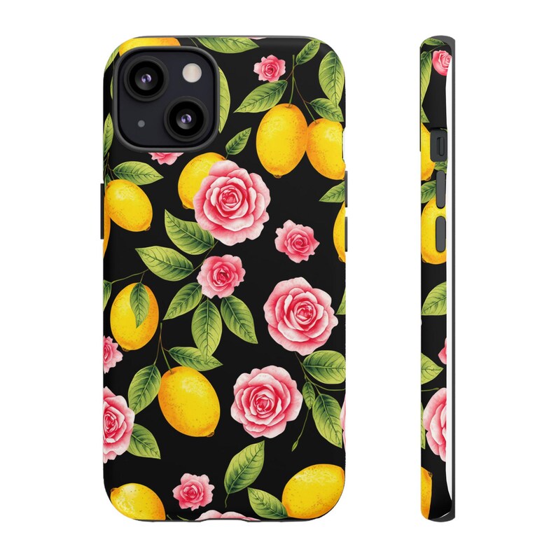 Custodia per telefono floreale con limone: design vivace con giardino, silicone antiurto immagine 2