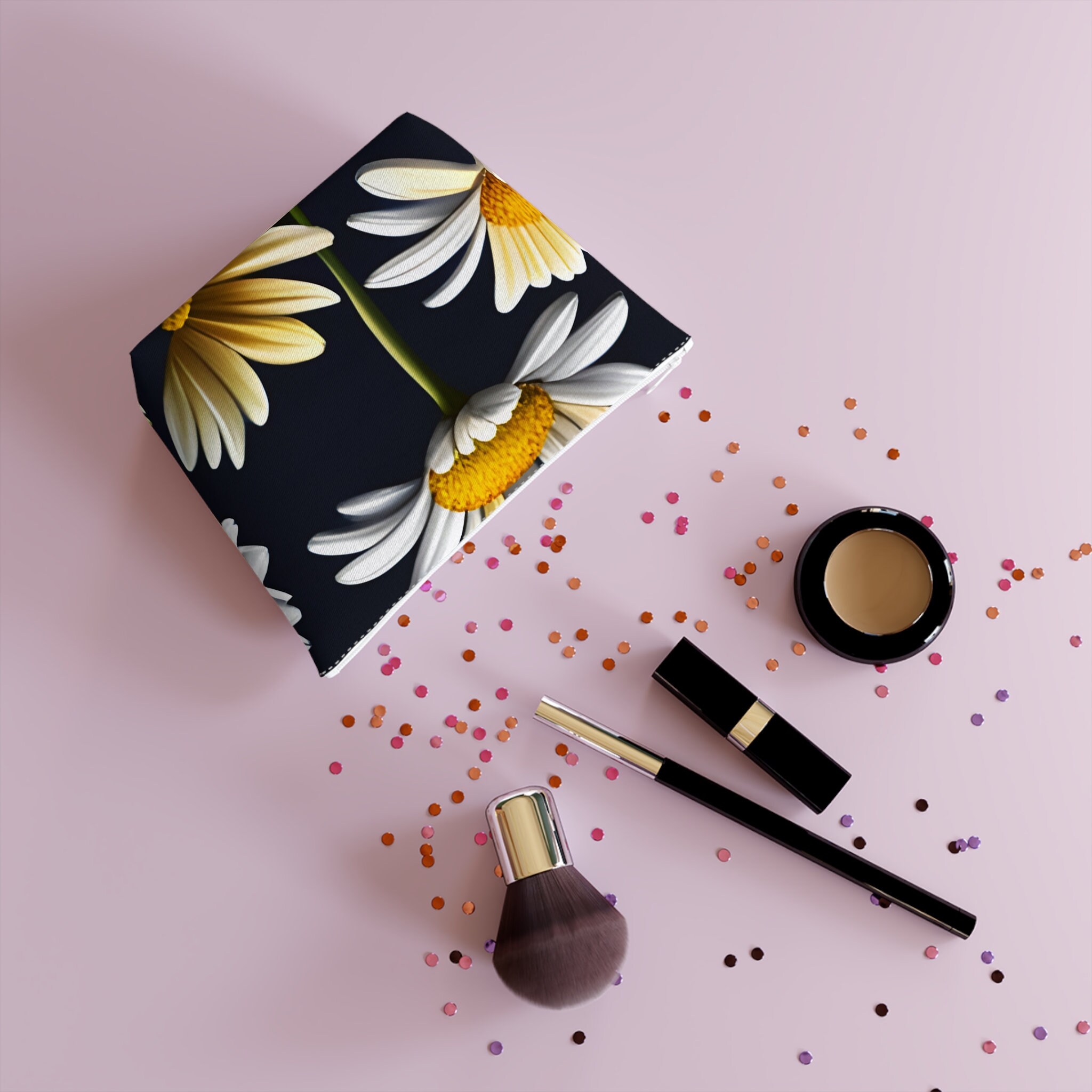 Melody of Daisies Cotton Cosmetic Bag