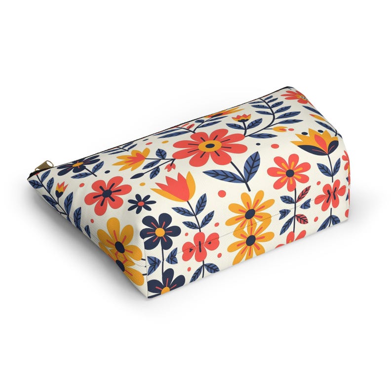 Estuche floral para accesorios: organizador de maquillaje y viaje para uso diario imagen 4