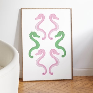 Pastel Seahorse Art Print Premium Matte Vertical Poster