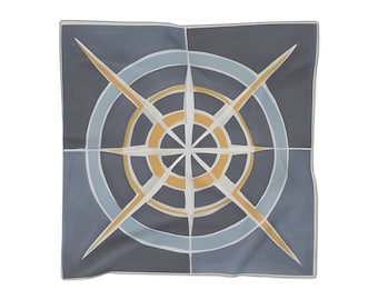 Vintage Compass Navy Designer Poly Scarf