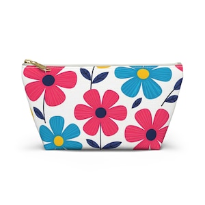 Bolsa de accesorios con estampado floral para viajes, organizador de maquillaje, regalo para ella, bolso de mano floral, elegante bolsa de almacenamiento.