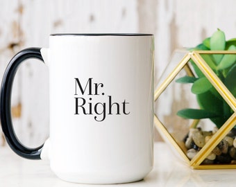 Mr Right Black-Tone Coffee Mugs, 15oz Husband Gift Father&#39;s Day