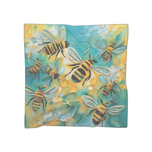 Watercolor Bees Print Scarf - Whimsical Nature-inspired Accessory