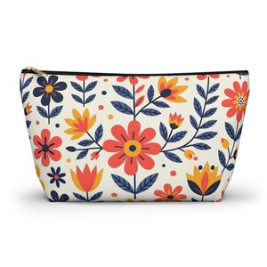 Bolsa de accesorios con diseño floral para uso diario, neceser, organizador de viaje, regalo para ella, bolsa con cremallera