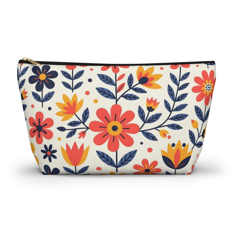 Estuche floral para accesorios: organizador de maquillaje y viaje para uso diario imagen 1