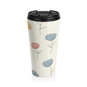 Floral Edelstahl Reisebecher, umweltfreundliche Kaffeetasse, Geschenk für sie, Blumenmuster Becher, Reisekaffeetasse, Geschenk für Naturliebhaber