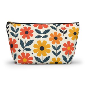 Bolsa de acessórios florais: bolsa de maquiagem vibrante, organizadora de viagem