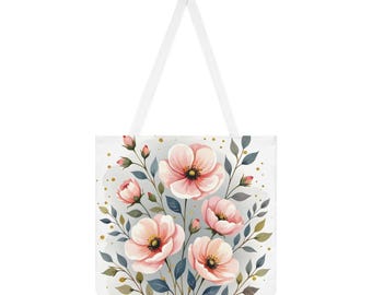Floral Cotton Shoulder Tote Bag: Eco-Friendly Shopping Sling