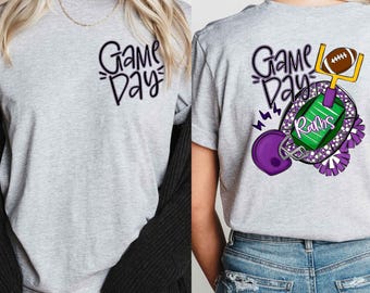 Game Day Football Customized School Spirit Tee, Spirit Wear Shirt, Sports Mom, School Spirit Outfit, Spirit Day