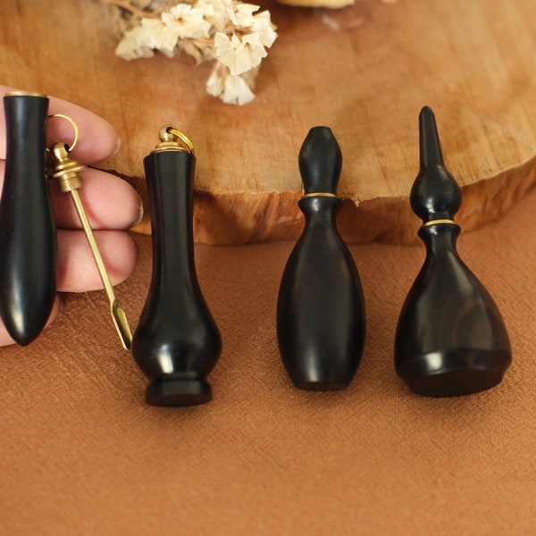 Mini bouteilles en bois vintage, ensemble de cuillères de bouteille en bois de santal 100 %, kit de récipient de mini cuillère, petite cuillère, pendentif créatif en bois