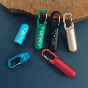 Keychain waterproof pill case, Personalised Titanium Sealed Waterproof Pill Box,Various colours to choose ,Outdoor travelling pill box
