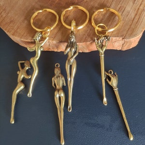 Kreativer Ohrlöffel Schlüsselanhänger Anhänger , Mini Löffel Frau, Handgemachter Messing Ohrlöffel, Löffel Halskette Anhänger