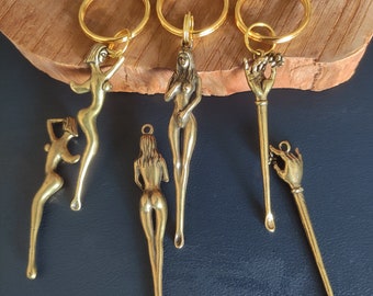 Creative ear spoon keychain pendant ,Mini spoons of woman, Handmade brass ear spoon, Spoon necklace pendant