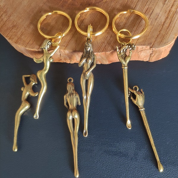 Creative ear spoon keychain pendant ,Mini spoons of woman, Handmade brass ear spoon, Spoon necklace pendant