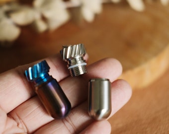 100% titanium material keychain pillbox pendant ,Metal pill case, Waterproof mini pill box, Sealing waterproof pill jar