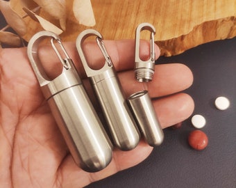 Metal keychain ,Metal pill case, Waterproof mini pill box, Pendant keychain, Sealing waterproof pill jar