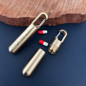 Waterproof mini pill box, Metal keychain ,Metal pill case, Pendant keychain,Brass keychain pill box
