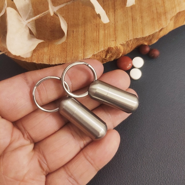 Pill Box Necklace Pendant,Mini Metal Pill Box,Travel pill case ,Waterproof Pill Box,Keychain Pill Case  Pendant