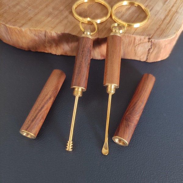 Keychain Ear Spoon Pendant ,ear spoon with case,Wood Ear scoop, Rosewood ear pick, Ear cleaning