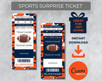 DENVER Colors Game Day Gift | Instantly Editable Football Ticket | Surprise Sports Stub for Fans | Printable - Personalized Gift |
