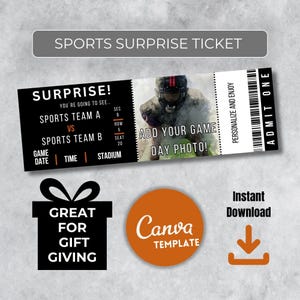 Sofort bearbeitbares Fußballspiel Ticket | Personalisierte Sportveranstaltung Stub | Spieltag Überraschungsgeschenk | Druckbare Vorlage für Fans|PDF Download