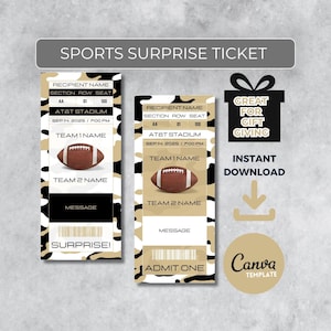 Sofort bearbeitbares Fußballticket | New Orleans Farben Spieltag Geschenk | Überraschungssport Stub für Fans | Printable - Personalisiertes Geschenk |