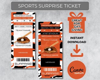 Regalo para el día del juego de BALTIMORE Colors / Boleto de béisbol editable al instante / Boleto deportivo sorpresa para fanáticos / Imprimible - Regalo personalizado /